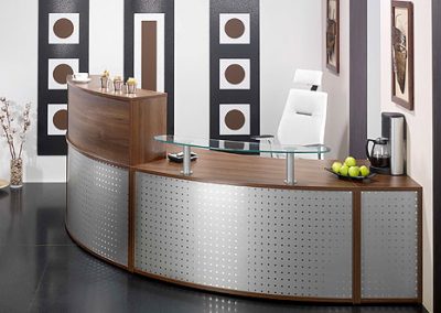 Curved walnut and metal